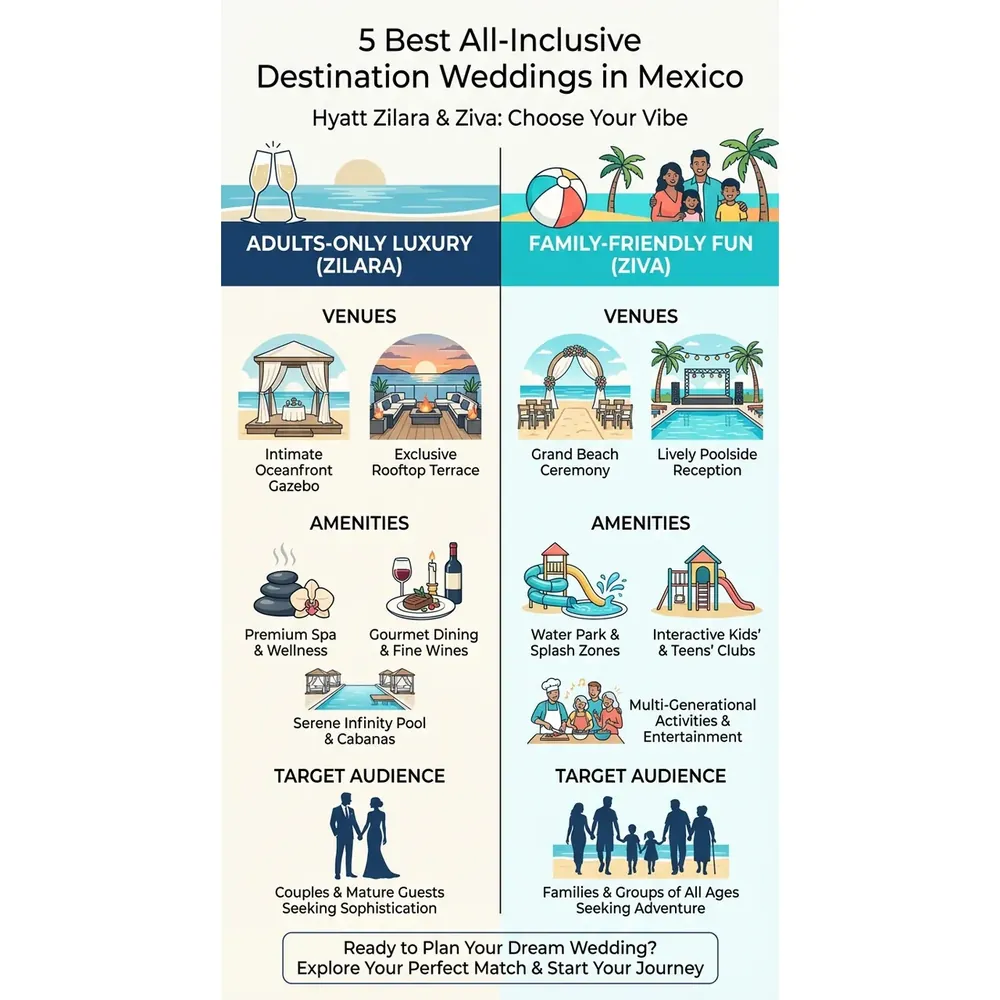 infographic highlighting the differences between Hyatt Ziva and Zillara.