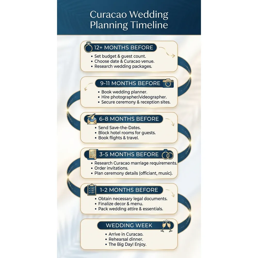Curacao Wedding Packages – Best 2025 Deals | Expert Guide – Curacao Wedding Planning Timeline infographic for luxury destination wedding and travel planning. Key details: ![Featured image](/_images/curacao-wedding-packages-featured.webp). Visual focus: A timeline visualizing key tasks for planning a destination wedding.